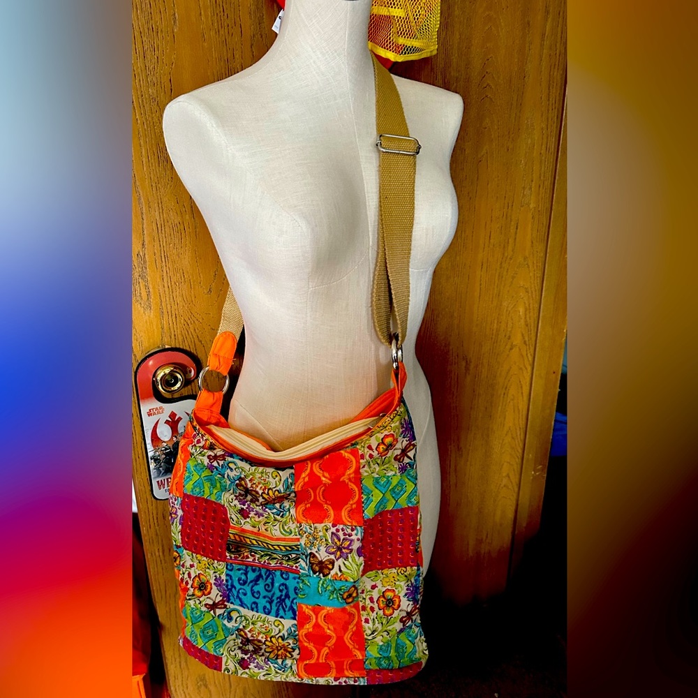 Super colorful Kate McRostie bucket style bag purse adjustable strap